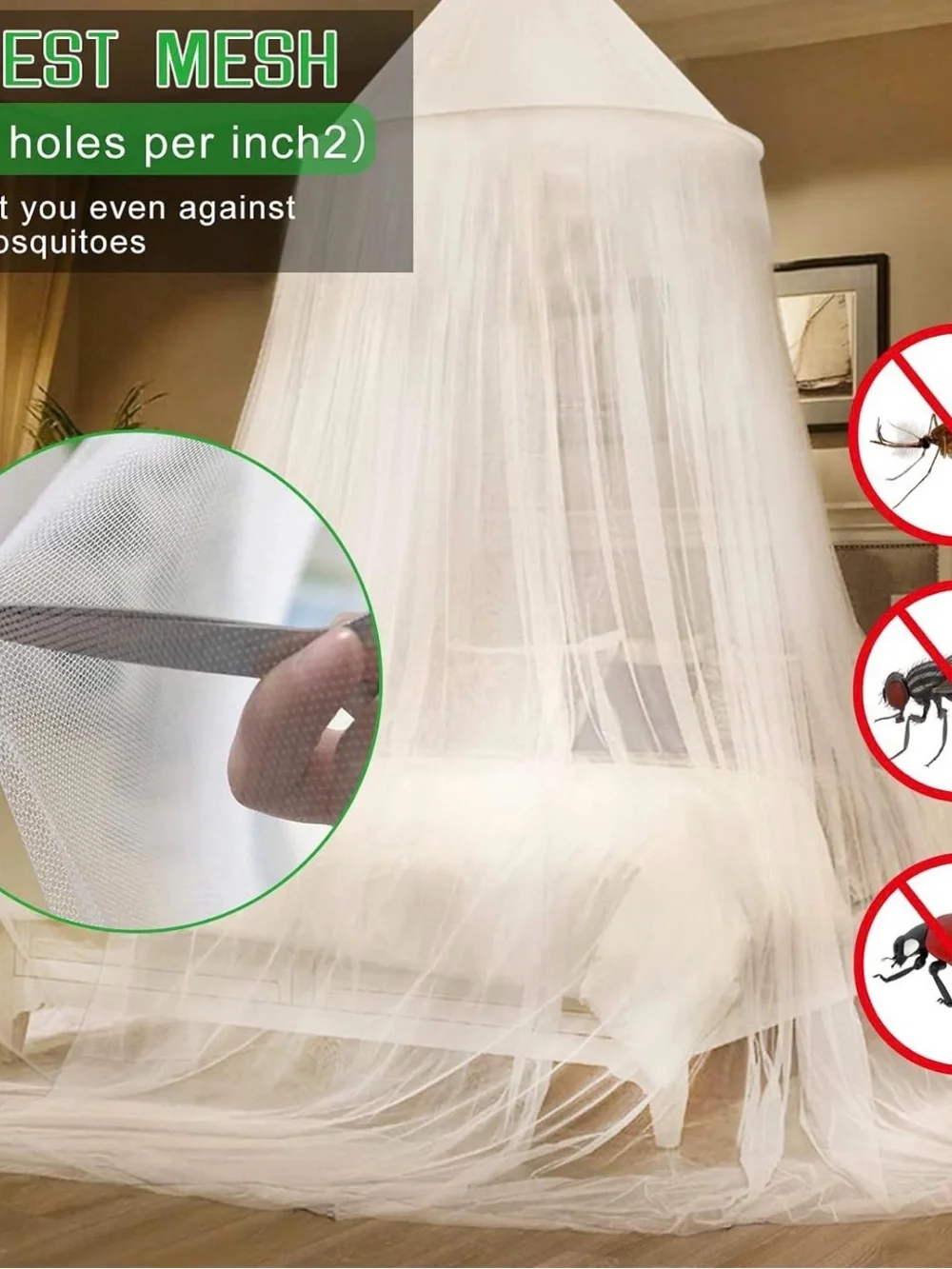 White Bed Canopy Mosquito Net - Elegant Bedroom Canopy